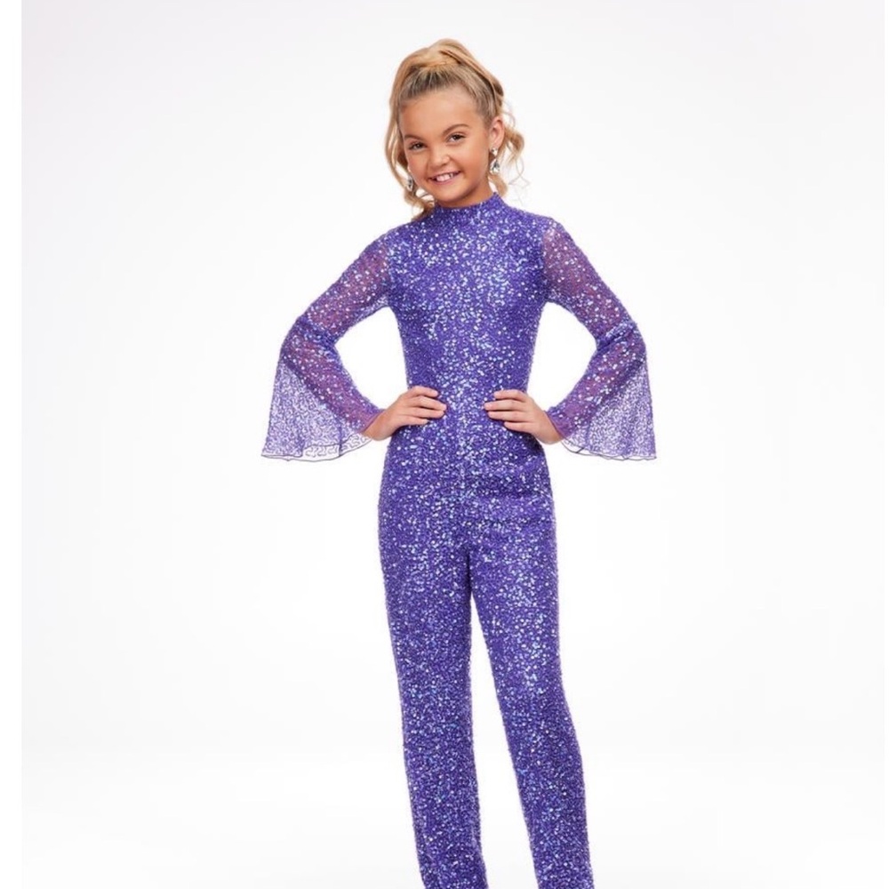 Elegant Purple Kids runway jumpsuit